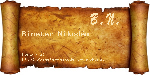 Bineter Nikodém névjegykártya